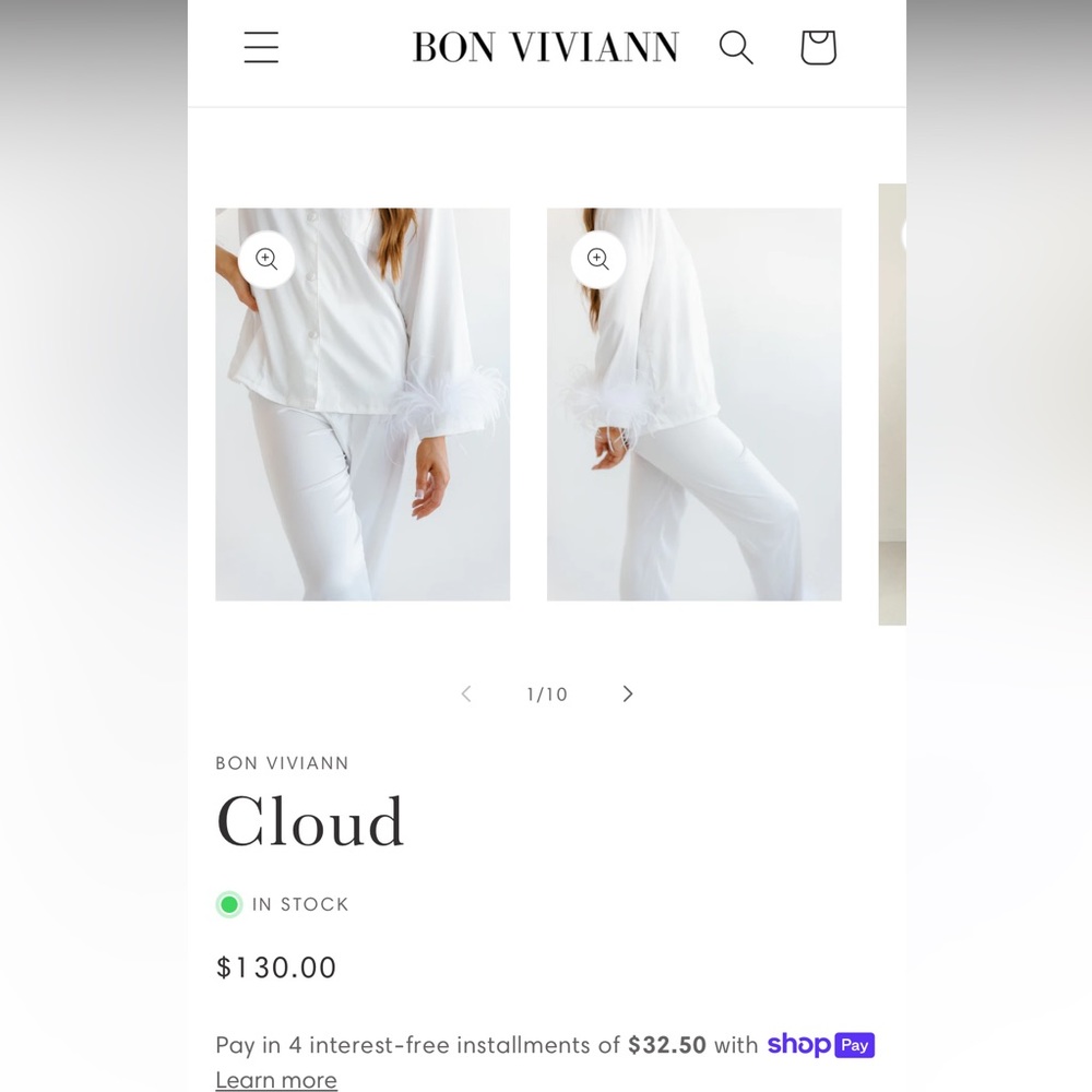 BON VIVIANN White Cloud Feather Pajamas